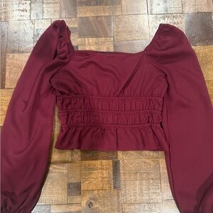 One Clothing Burgundy Ruched Blouse